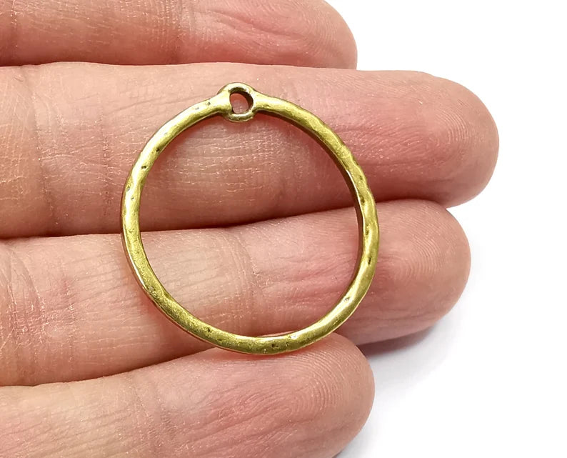 5 Circle Charms, Hoop Dangle Charms Antique Bronze Plated (28mm) G33016