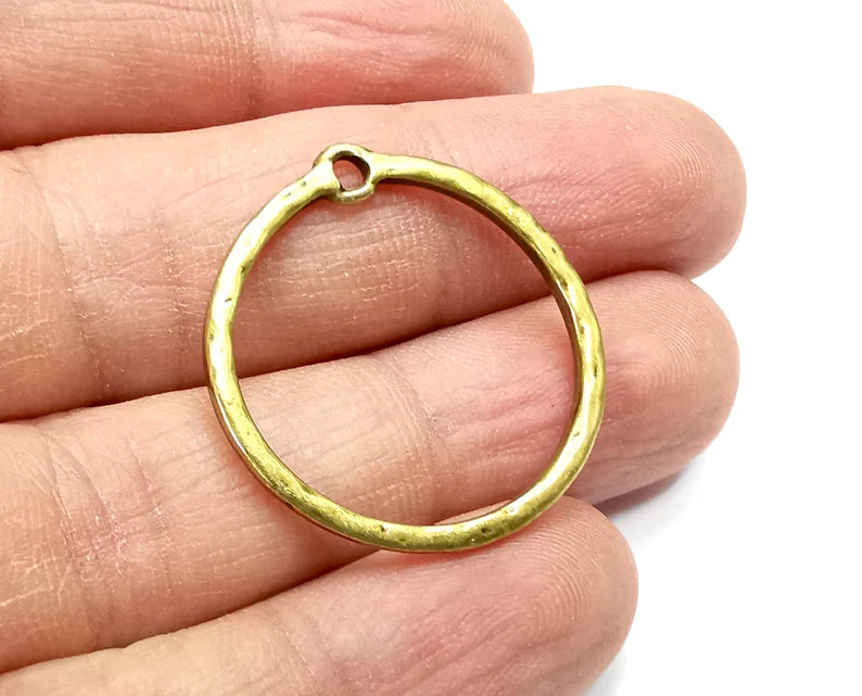 5 Circle Charms, Hoop Dangle Charms Antique Bronze Plated (28mm) G33016