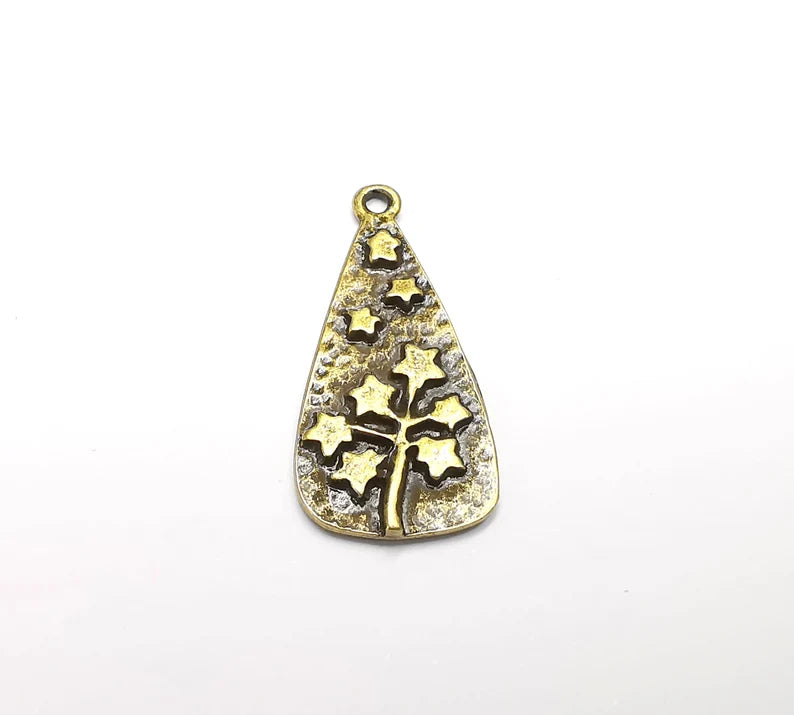 Dandelion Charms, Stars Branch Charms Antique Bronze Plated Charms (34x16mm) G33025