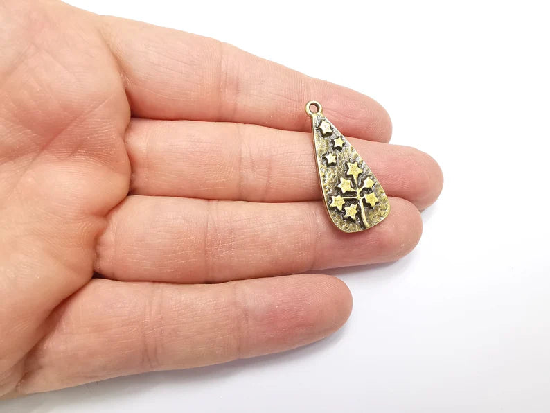 Dandelion Charms, Stars Branch Charms Antique Bronze Plated Charms (34x16mm) G33025
