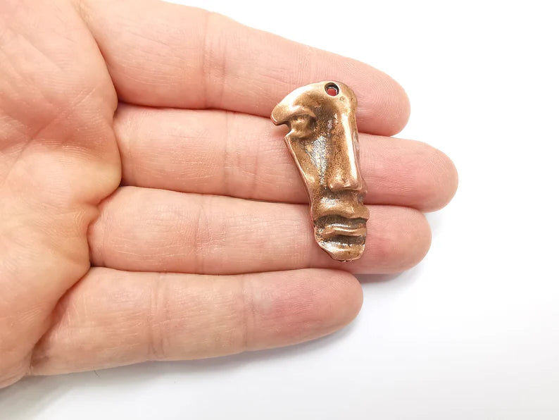 Face Charms Antique Copper Plated Charms (50x24mm) G33026