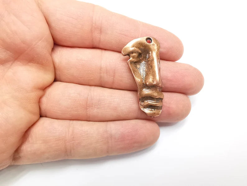 Face Charms Antique Copper Plated Charms (50x24mm) G33026