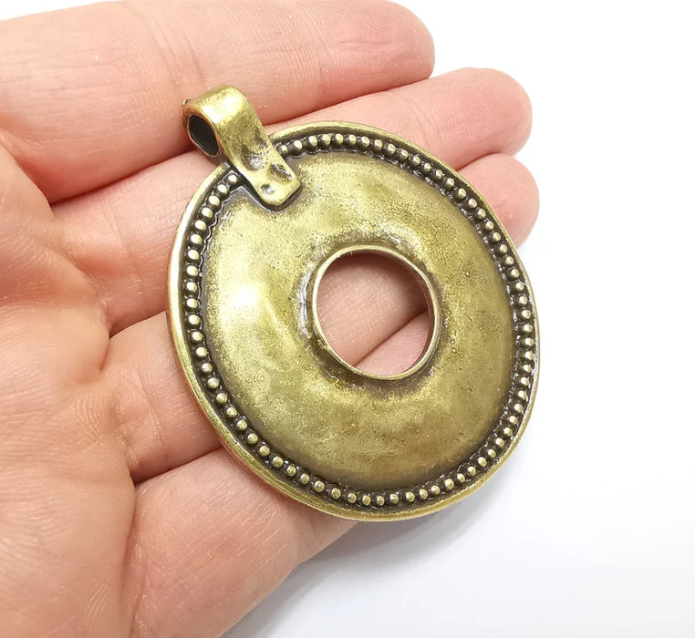 Round Pendant, Antique Bronze Plated Plants Pendant (64x55mm) G33029