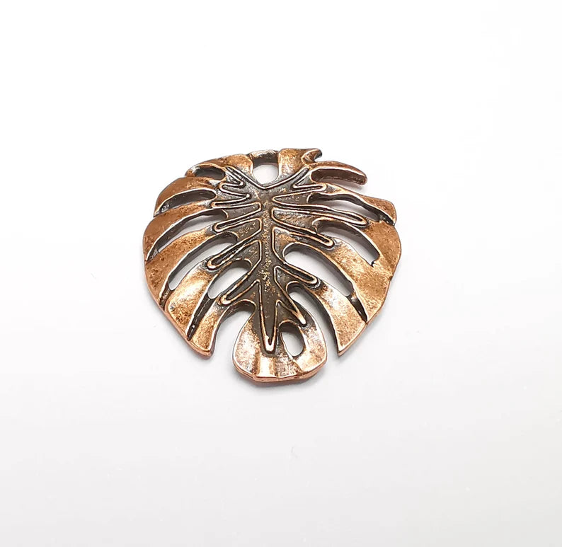 Monstera Leaf Charms Pendant Antique Copper Plated (30x28mm) G33035