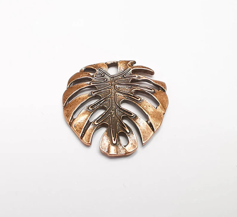 Monstera Leaf Charms Pendant Antique Copper Plated (30x28mm) G33035