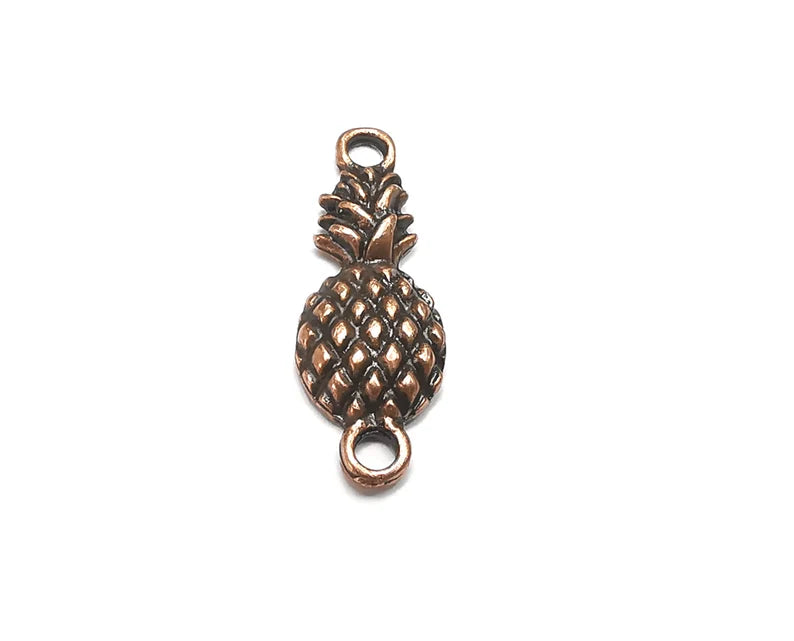 5 Pineapple Connector Charms, Dangle Charms Antique Copper Plated (26x10mm) G33044