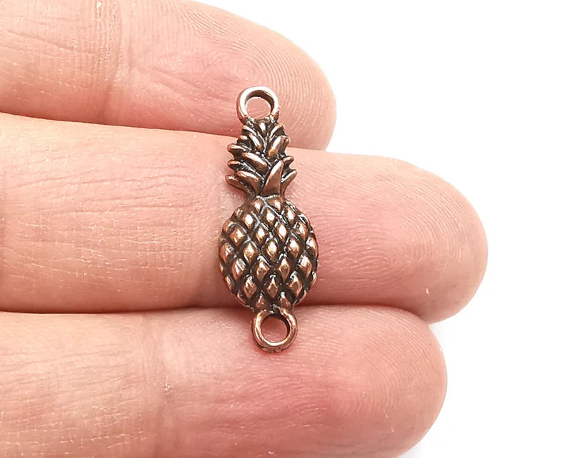 5 Pineapple Connector Charms, Dangle Charms Antique Copper Plated (26x10mm) G33044