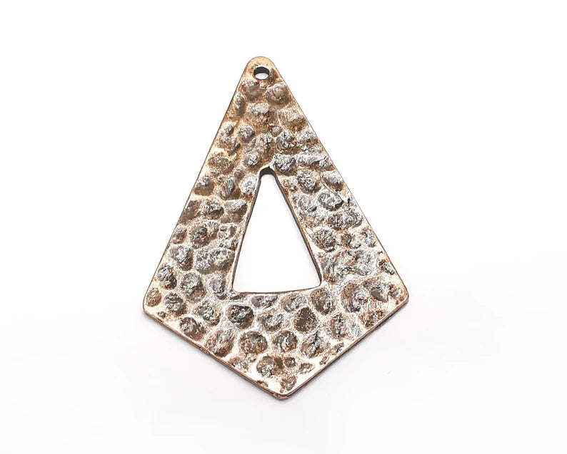 Hammered Charms, Dangle Charms Antique Copper Plated (54x35mm) G33045