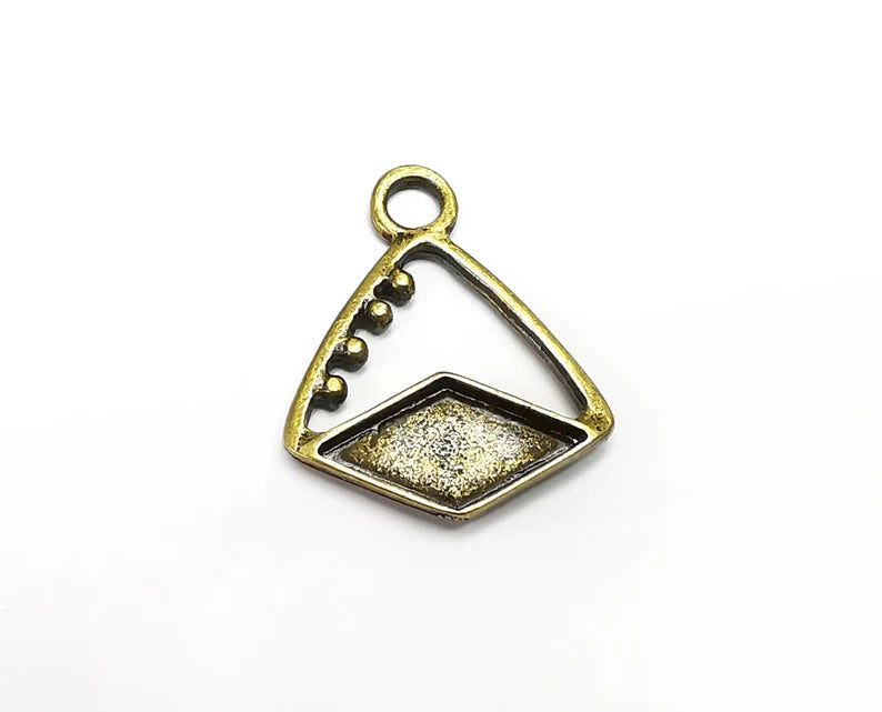 Antique Bronze Plated Charms Blank Resin Bezel Mosaic Mountings Cabochon Setting Antique Bronze Plated Pendant (18x10mm Blank) G33048