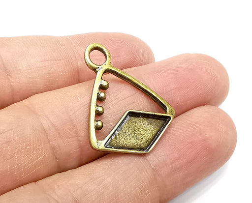 Antique Bronze Plated Charms Blank Resin Bezel Mosaic Mountings Cabochon Setting Antique Bronze Plated Pendant (18x10mm Blank) G33048