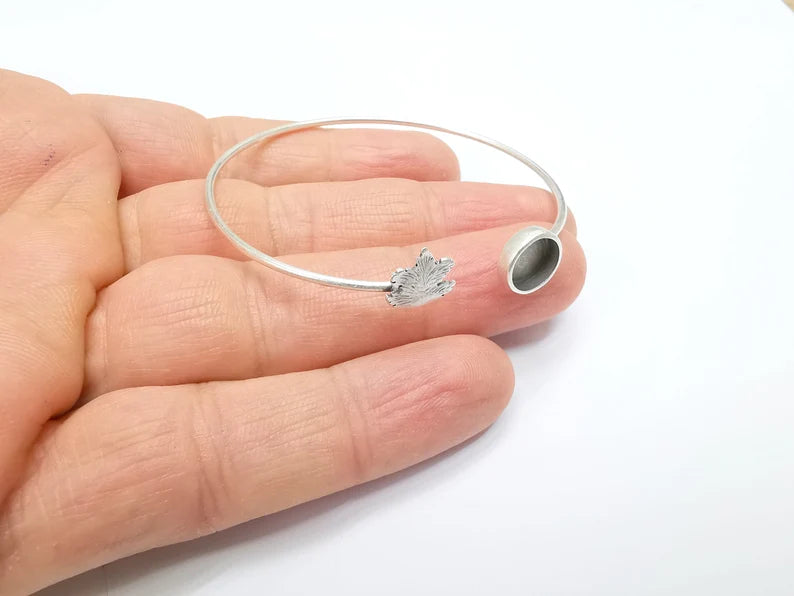 Tree Bracelet Bezel Blank Resin Bezel Cabochon Cuff Base Settings Adjustable Bracelet Antique Silver Plated Brass (8mm Bezel) G33042