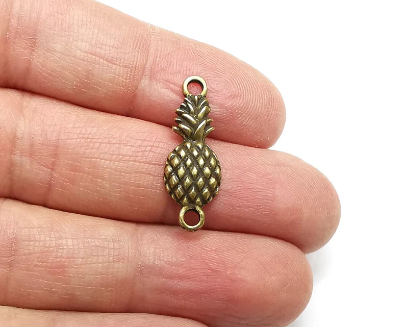 5 Pineapple Connector Charms, Dangle Charms Antique Bronze Plated (26x10mm) G33060