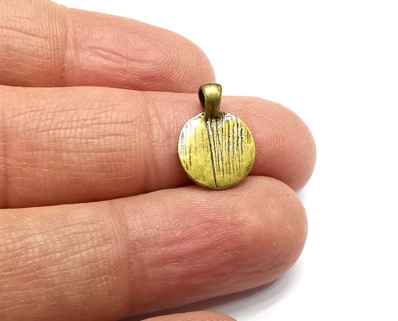 5 Disc Round Charms Pendant Antique Bronze Plated Charms (16x12mm) G33065