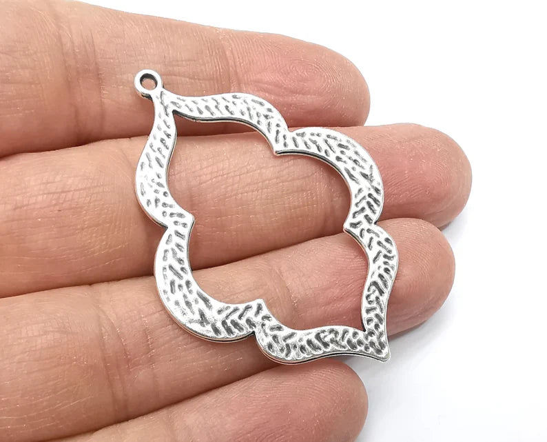 Antique Silver Charms, Dangle Charms Antique Silver Plated (53x38mm) G33074