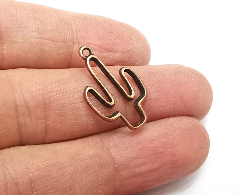 4 Cactus Charms Antique Copper Plated Charms (25x15mm) G33078