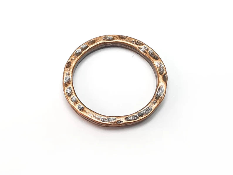 5 Circle Connector Charms, Dangle Charms Antique Copper Plated Findings (22mm) G33082