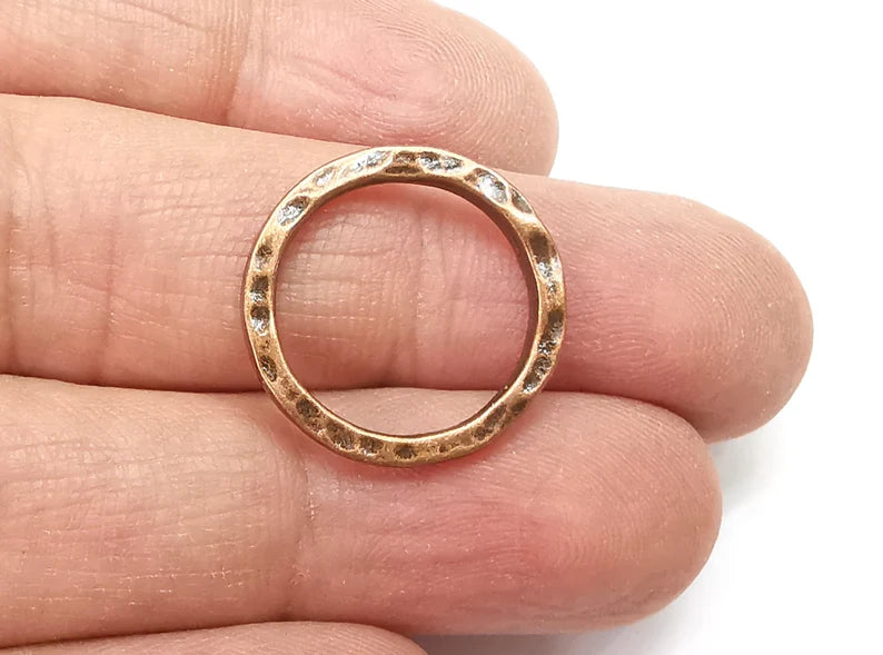 5 Circle Connector Charms, Dangle Charms Antique Copper Plated Findings (22mm) G33082