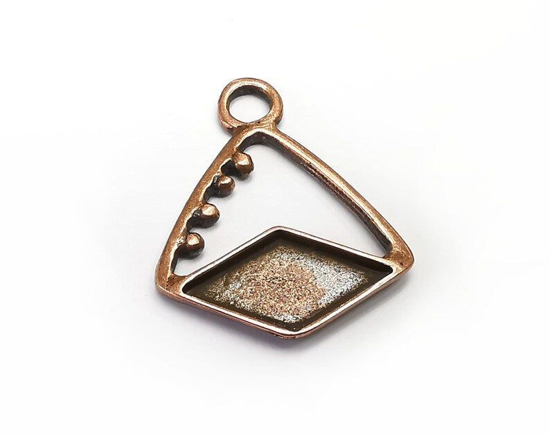 Antique Copper Plated Charms Blank Resin Bezel Mosaic Mountings Cabochon Setting Antique Copper Plated Pendant (18x10mm Blank) G29902
