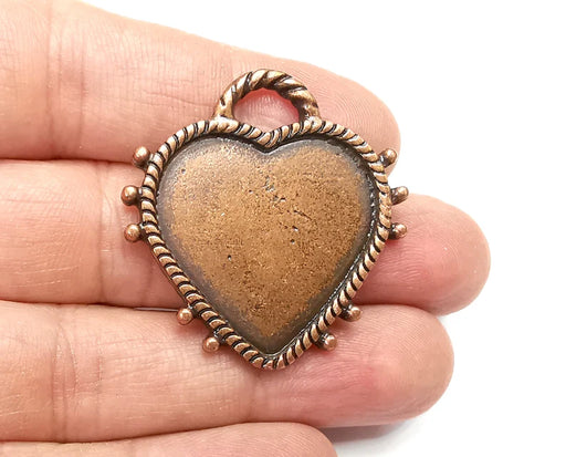 Heart Pendant Bezels, Resin Blank, inlay Mountings, Mosaic Frame, Cabochon Bases, Flower Settings, Antique Copper Plated (30x28mm) G33087