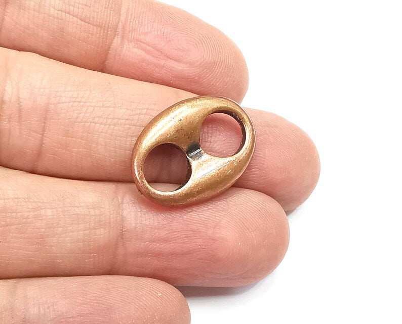 2 Oval Connector Charms Antique Copper Plated Findings (22x16mm) G33091