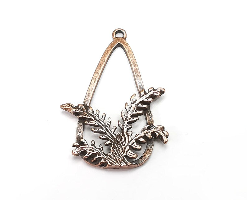 Fern Plant Charms, Dangle Charms Antique Copper Plated (45x30mm) G33013