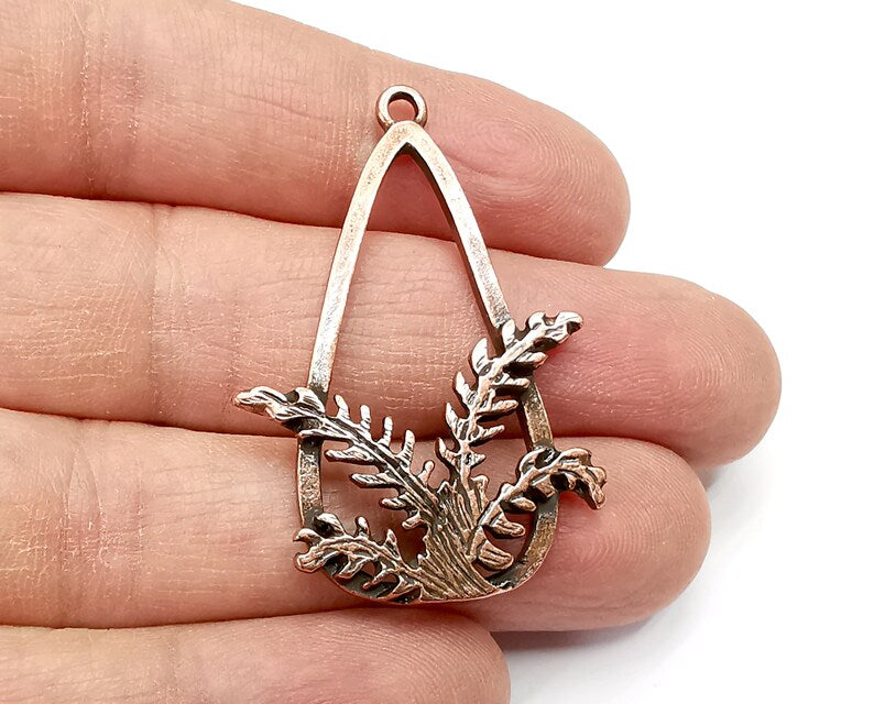 Fern Plant Charms, Dangle Charms Antique Copper Plated (45x30mm) G33013