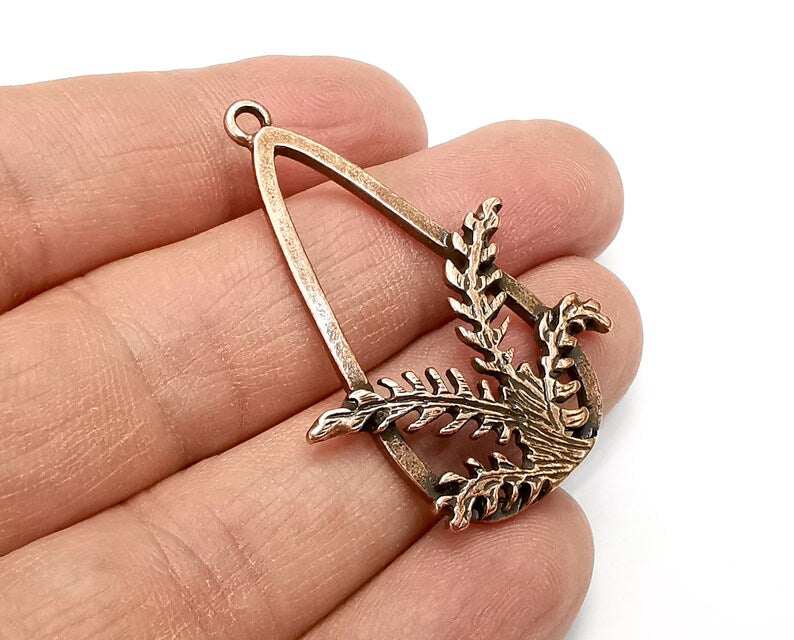 Fern Plant Charms, Dangle Charms Antique Copper Plated (45x30mm) G33013