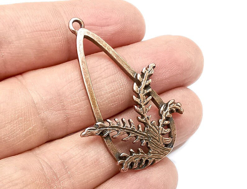 Fern Plant Charms, Dangle Charms Antique Copper Plated (45x30mm) G33013