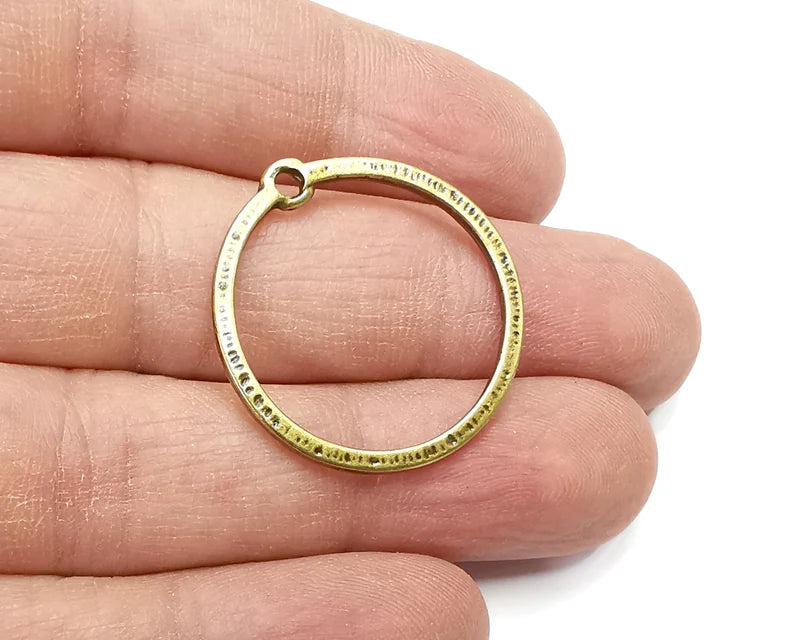 5 Circle Charms, Hoop Dangle Charms Antique Bronze Plated (28mm) G33016