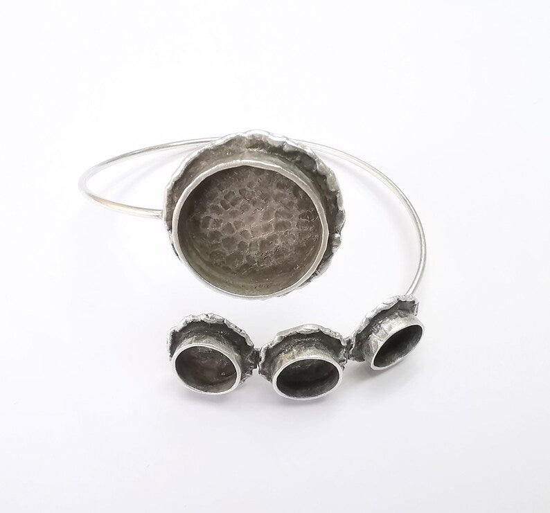 Bracelet Bezel Blank Resin Bezel Cabochon Cuff Base Settings Adjustable Bracelet Antique Silver Plated Brass (10mm and 20mm Bezel) G33131