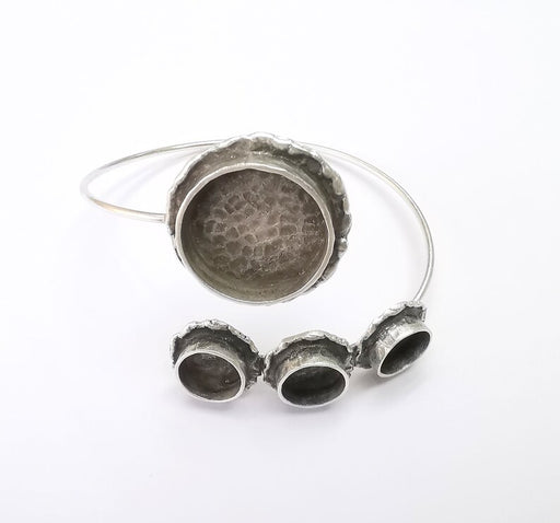 Bracelet Bezel Blank Resin Bezel Cabochon Cuff Base Settings Adjustable Bracelet Antique Silver Plated Brass (10mm and 20mm Bezel) G33131