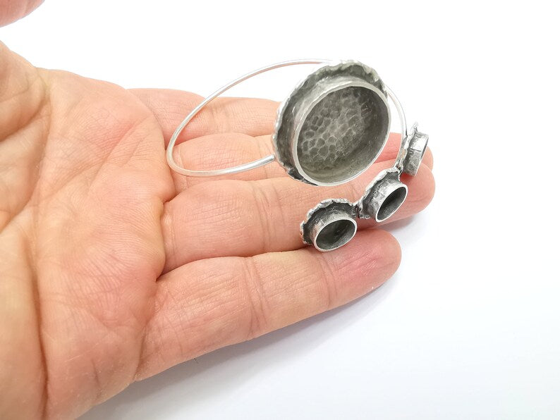 Bracelet Bezel Blank Resin Bezel Cabochon Cuff Base Settings Adjustable Bracelet Antique Silver Plated Brass (10mm and 20mm Bezel) G33131