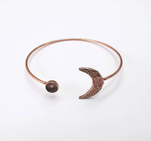 Crescent Moon Bracelet Bezel Blank Resin Bezel Cabochon Cuff Base Settings Adjustable Bracelet Copper Plated Brass (6mm Bezel) G33132