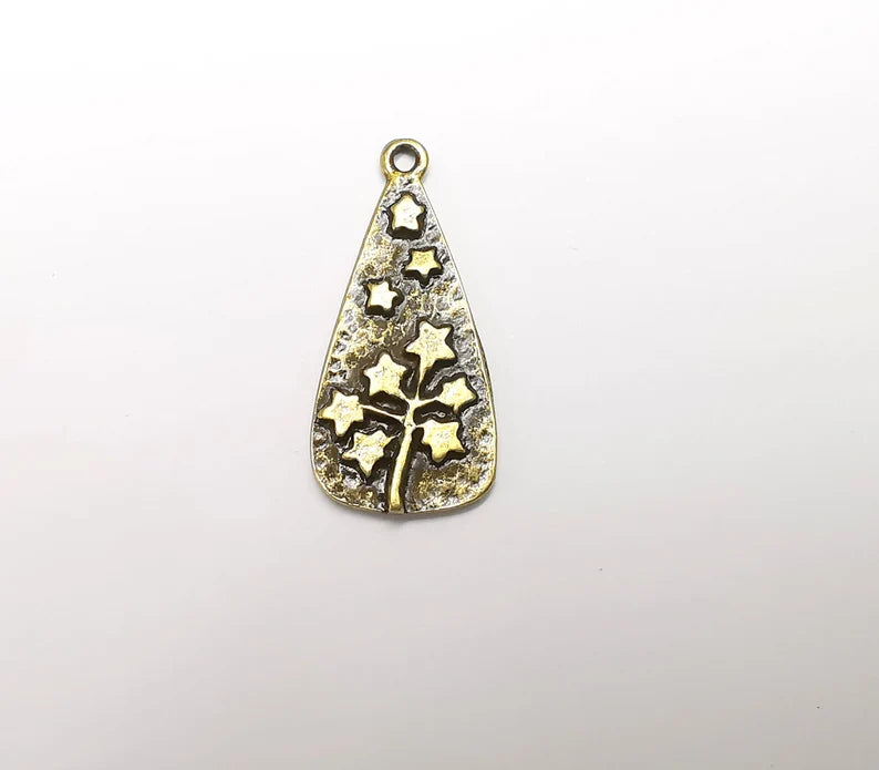 Dandelion Charms, Stars Branch Charms Antique Bronze Plated Charms (34x16mm) G33025