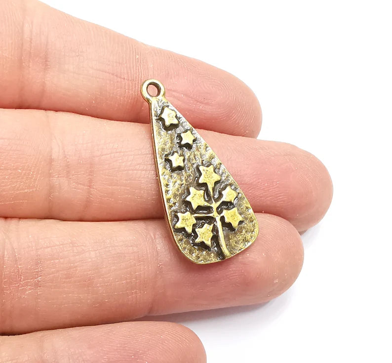 Dandelion Charms, Stars Branch Charms Antique Bronze Plated Charms (34x16mm) G33025