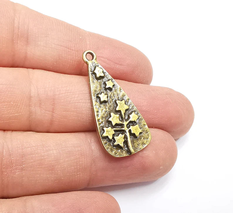 Dandelion Charms, Stars Branch Charms Antique Bronze Plated Charms (34x16mm) G33025
