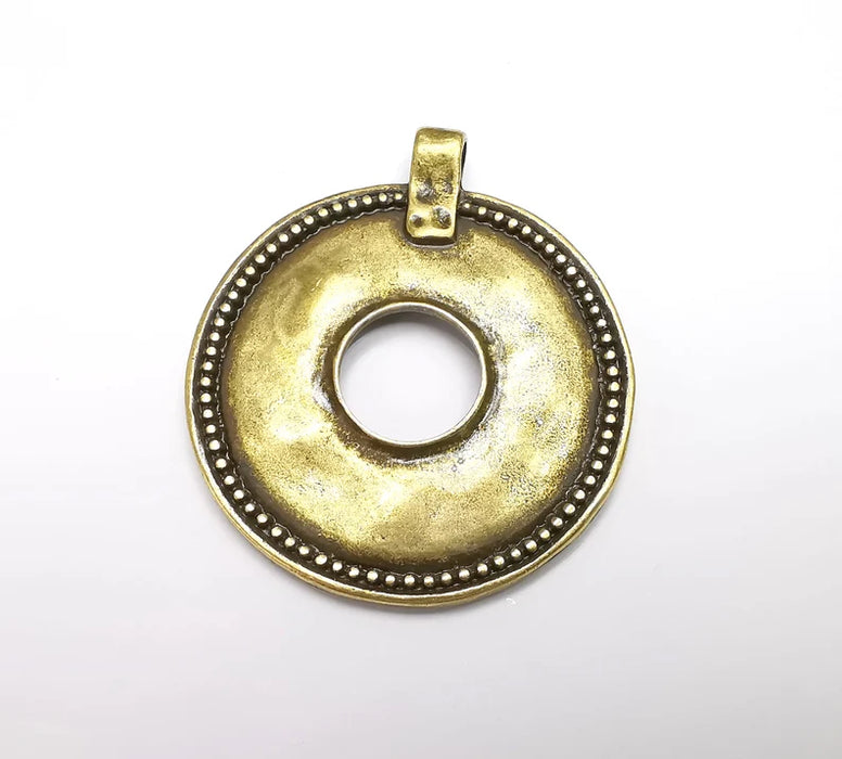 Round Pendant, Antique Bronze Plated Plants Pendant (64x55mm) G33029