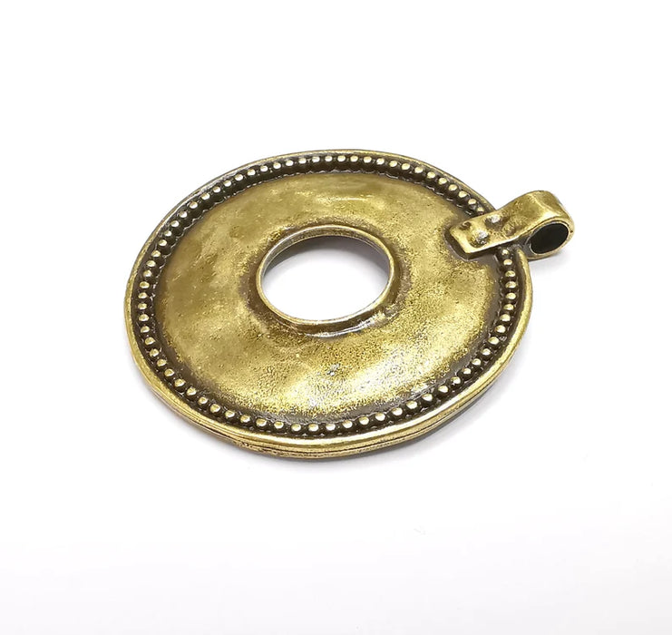 Round Pendant, Antique Bronze Plated Plants Pendant (64x55mm) G33029