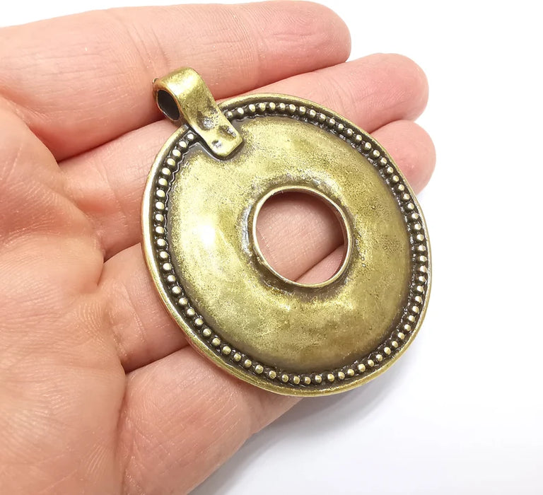 Round Pendant, Antique Bronze Plated Plants Pendant (64x55mm) G33029