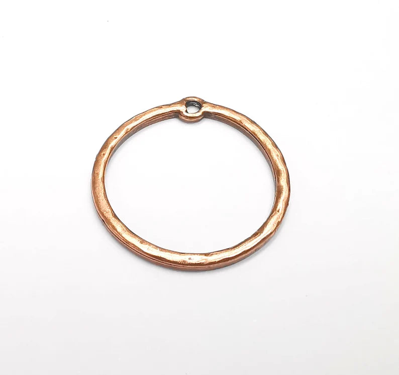 4 Circle Charms, Hoop Dangle Charms Antique Copper Plated (28mm) G33034