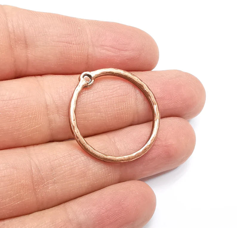 4 Circle Charms, Hoop Dangle Charms Antique Copper Plated (28mm) G33034