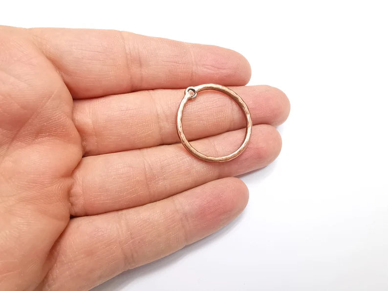 4 Circle Charms, Hoop Dangle Charms Antique Copper Plated (28mm) G33034