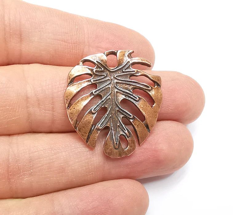 Monstera Leaf Charms Pendant Antique Copper Plated (30x28mm) G33035