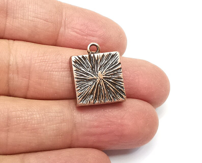 Flower Square Pendant Blanks, Resin Bezel Bases, Mosaic Mountings, Dry flower Frame, Polymer Clay base, Antique Copper Plated (10mm) G33137