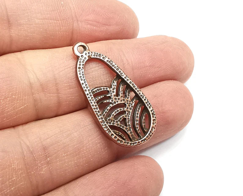 Sea Waves Charms, Dangle Charms Antique Copper Plated (33x16mm) G33058