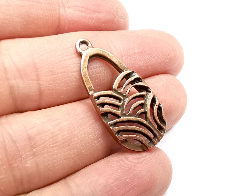 Sea Waves Charms, Dangle Charms Antique Copper Plated (33x16mm) G33058