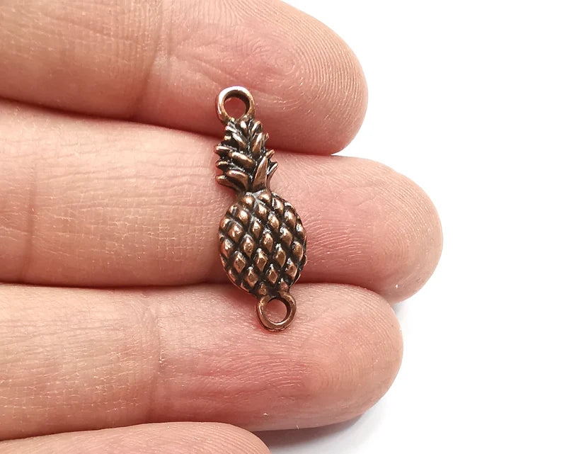 5 Pineapple Connector Charms, Dangle Charms Antique Copper Plated (26x10mm) G33044