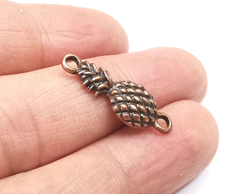 5 Pineapple Connector Charms, Dangle Charms Antique Copper Plated (26x10mm) G33044