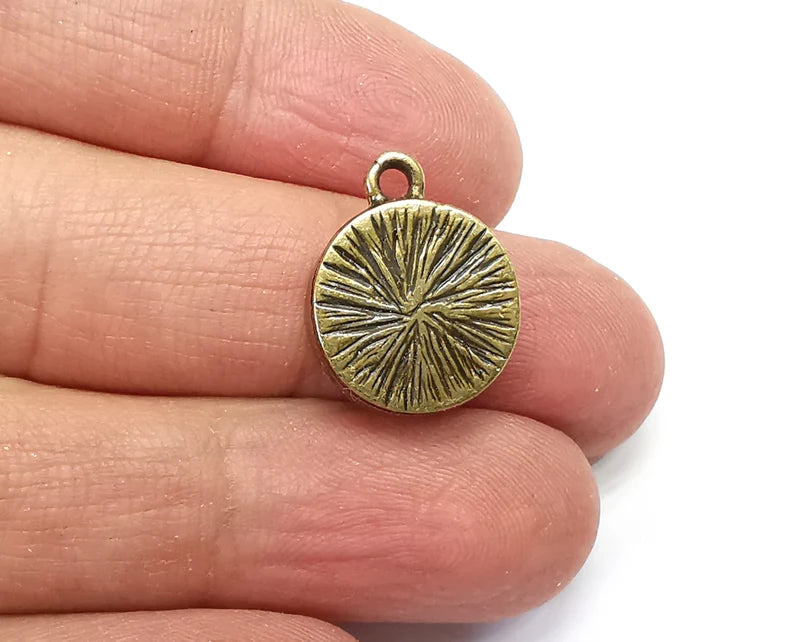 2 Flower Round Pendant Blanks, Resin Bezel Bases, Mosaic Mountings, Dry flower Frame, Polymer Clay base, Antique Bronze Plated (10mm) G33149