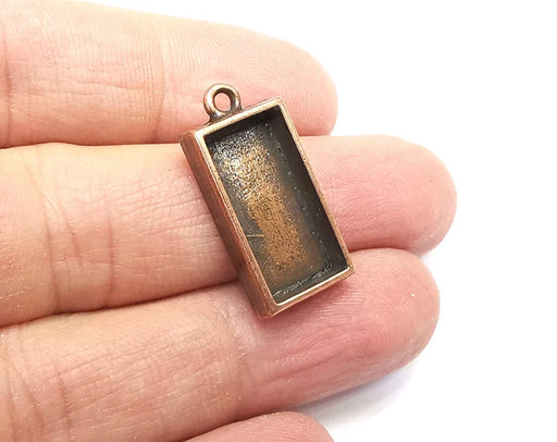 2 Rectangle Pendant Blanks, Resin Bezel Bases, Mosaic Mountings, Dry flower Frame, Polymer Clay base, Antique Copper Plated (20x10mm) G33153